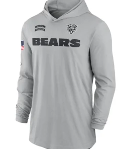 Chicago Bears 2024 Salute To Service Long Sleeve Hooded T-Shirt