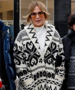 Jennifer Lopez Wool Blend Jacquard Cardigan