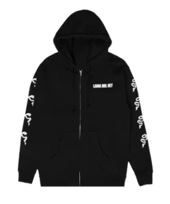 Lana Del Rey Black Hoodie With Ribbon Sleeves