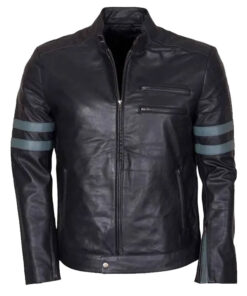 Blue Stripe Retro Black Jacket