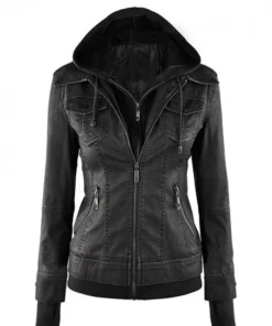 Women’s Black Fitted Leather Bomber Jacket