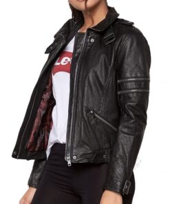Womens Cafe Racer Leather Motorcycle Jacket