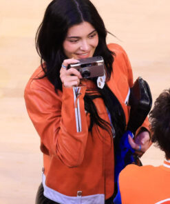 Kylie Jenner Knicks Orange Jacket