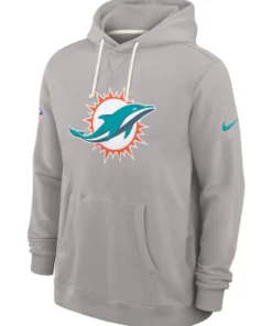 Miami Dolphins Charcoal Grey Sideline Initial Home Hoodie