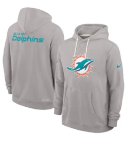 Miami Dolphins Charcoal Sideline Initial Home Hoodie