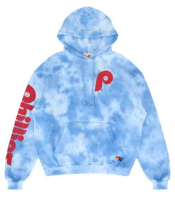 Philadelphia Phillies Aviator Nation x MLB Light Blue Tie-Dye Tri-Blend Pullover Hoodie