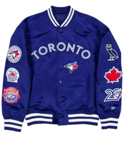 Toronto Blue Jays OVO x New Era Royal Full-Snap Twill Satin Jacket