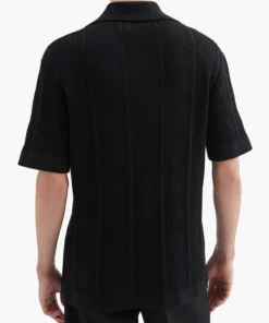 Travis Kelce Knit Polo Shirt Black