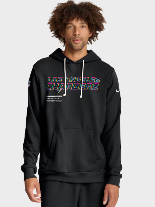 Los Angeles Chargers 2025 Crucial Catch Black Sideline Hoodie