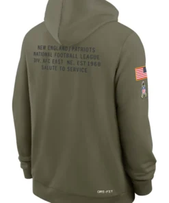 New England Patriots Olive 2025 Salute To Service Sideline Standard Issue Dri-FIT Hoodie