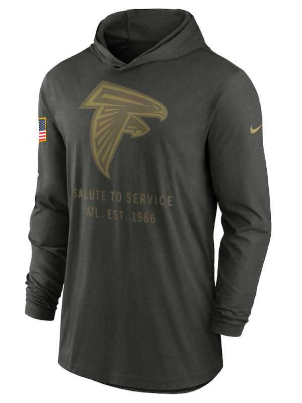 Atlanta Falcons Green 2025 Salute To Service Sideline Hooded Pullover