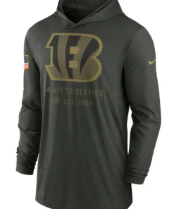 Cincinnati Bengals Green 2025 Salute To Service Sideline Hooded Pullover