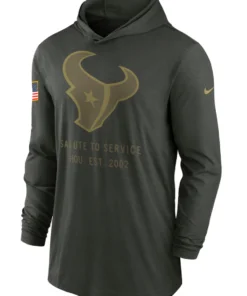 Houston Texans Green 2025 Salute To Service Sideline Hooded Pullover