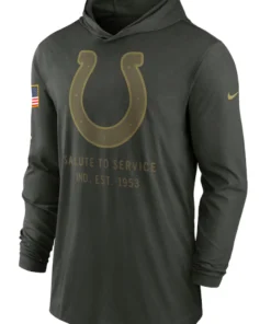 Indianapolis Colts Green 2025 Salute To Service Sideline Hooded Pullover