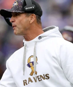 Ravens John Harbaugh White Hoodie
