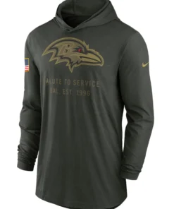 Baltimore Ravens Green 2025 Salute To Service Sideline Hooded Pullover
