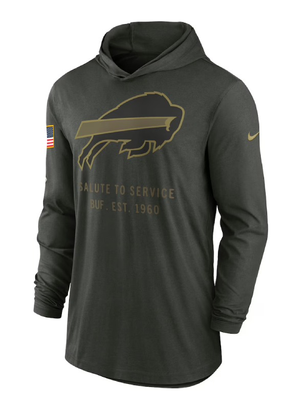 Buffalo Bills Green 2025 Salute To Service Sideline Hooded Pullover