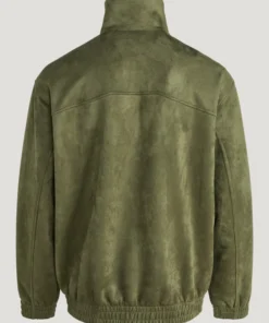 Chinese New Year Olive Green Tang Suede Leather Jacket