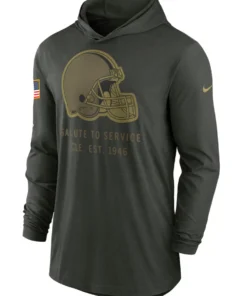 Cleveland Browns Green 2025 Salute To Service Sideline Hooded Pullover