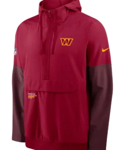 Washington Commanders Burgundy Sideline Anorak Half-Zip Hoodie Jacket
