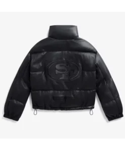 49ers Off Season Black Leather Faux Puffer Jacket