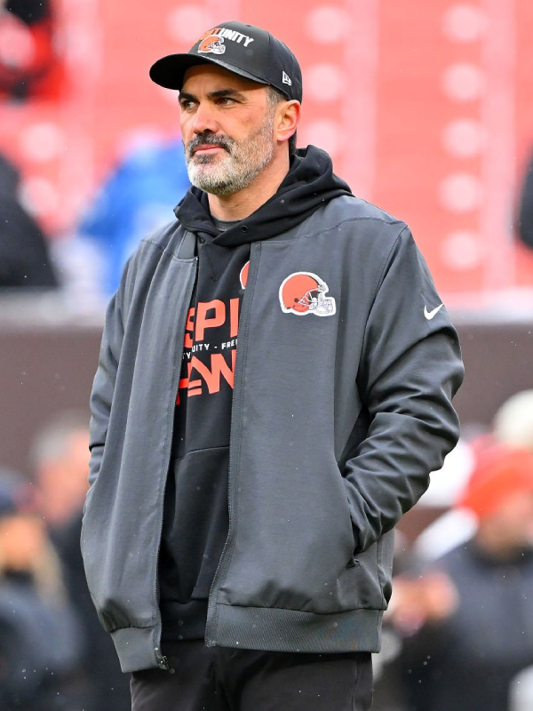 Cleveland Browns Kevin Stefanski Grey Bomber Jacket