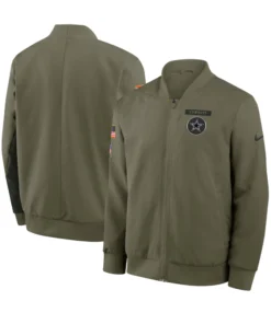 Dallas Cowboys Olive 2025 Salute To Service Sideline Full-Zip Bomber Jacket