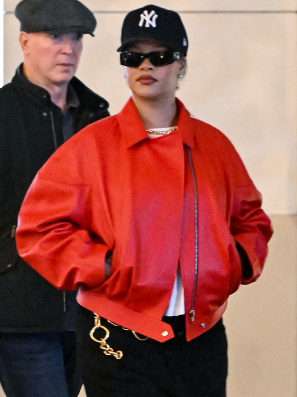 Los Angeles Rihanna Oversized Red Leather Jacket
