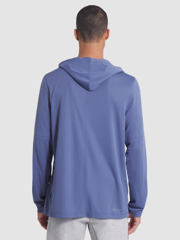 New England Patriots Blue 2025 Rivalries Collection Sideline Long Sleeve Hoodie T-Shirt