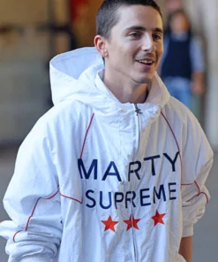 Timothee Chalamet Marty Supreme White Hooded Jacket