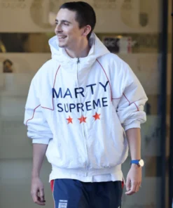 Timothee Chalamet Marty Supreme White Jacket