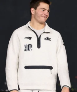 New England Patriots Drake Maye Gray Super Bowl LX Opening Night Sweatshirt