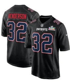 New England Patriots TreVeyon Henderson Black Super Bowl LX Jersey