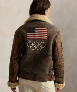 Team USA Winter Olympics 2026 Shearling Brown Jacket