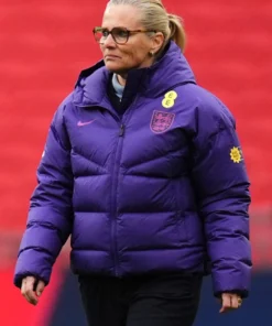 England Lionesses Sarina Wiegman Purple Puffer Jacket