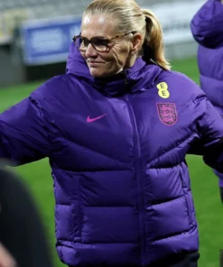 Sarina Wiegman FIFA Women World Cup Qualifier Purple Puffer Jacket