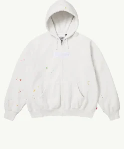 Supreme MM6 Maison Margiela Box Logo Zip Up Hooded White Sweatshirt