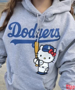 Hello Kitty Gray Los Angeles Dodgers Hoodie