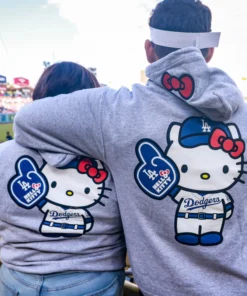Hello Kitty Los Angeles Dodgers Gray Hoodie