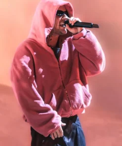 Justin Bieber Coachella Red Zip-Up Hoodie
