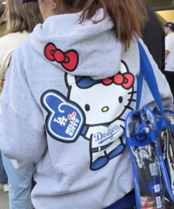 Los Angeles Gray Dodgers Hello Kitty Hoodie