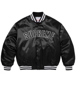 Supreme Champion Satin Varsity Black Jacket