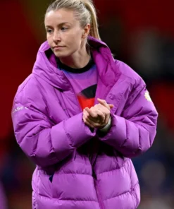 Women National Football England Lionesses Purple Puffer Jacket