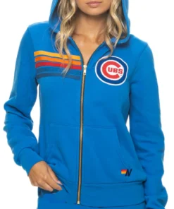 Chicago Cubs 2026 Aviator Nation X MLB Zip Blue Hoodie