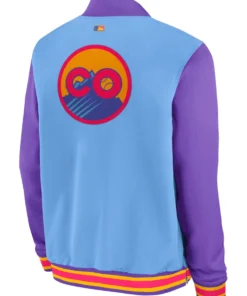 Colorado Rockies Light Blue_Purple 2026 City Connect Full-Zip Bomber Jacket