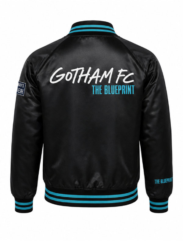 Gotham FC Black Satin Bomber Varsity Jacket