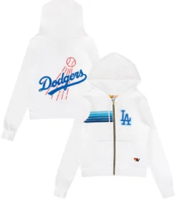 LA Dodgers Aviator Nation x MLB White Five Stripe Hoodie