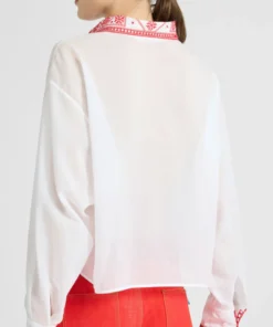 Lily Collins Emily In Paris Season 6 White Embroidered Shirt