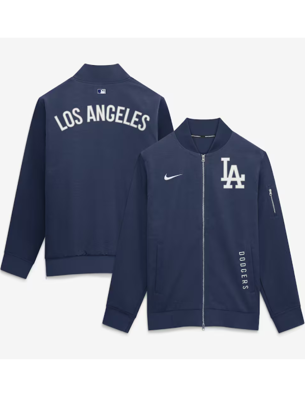 Los Angeles Dodgers Navy Dugout Full-Zip Bomber Jacket
