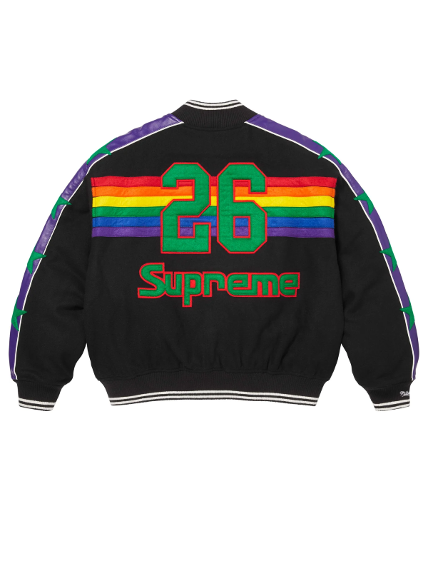 Mitchell & Ness Supreme Teams Varsity Black Jacket
